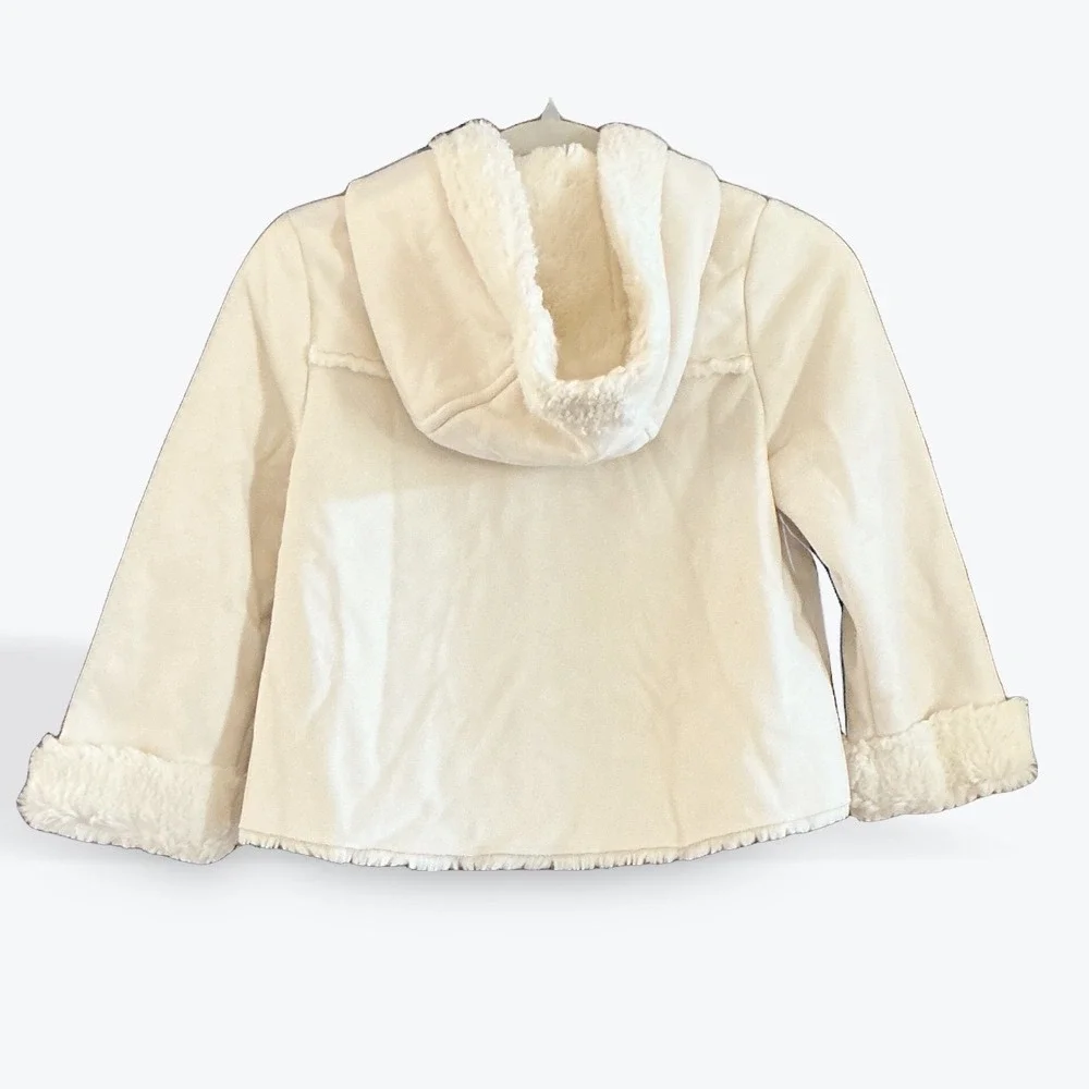 Gymboree Little Girls Faux Fur Trim Hooded Soft Jacket Cream Size‎ 4t